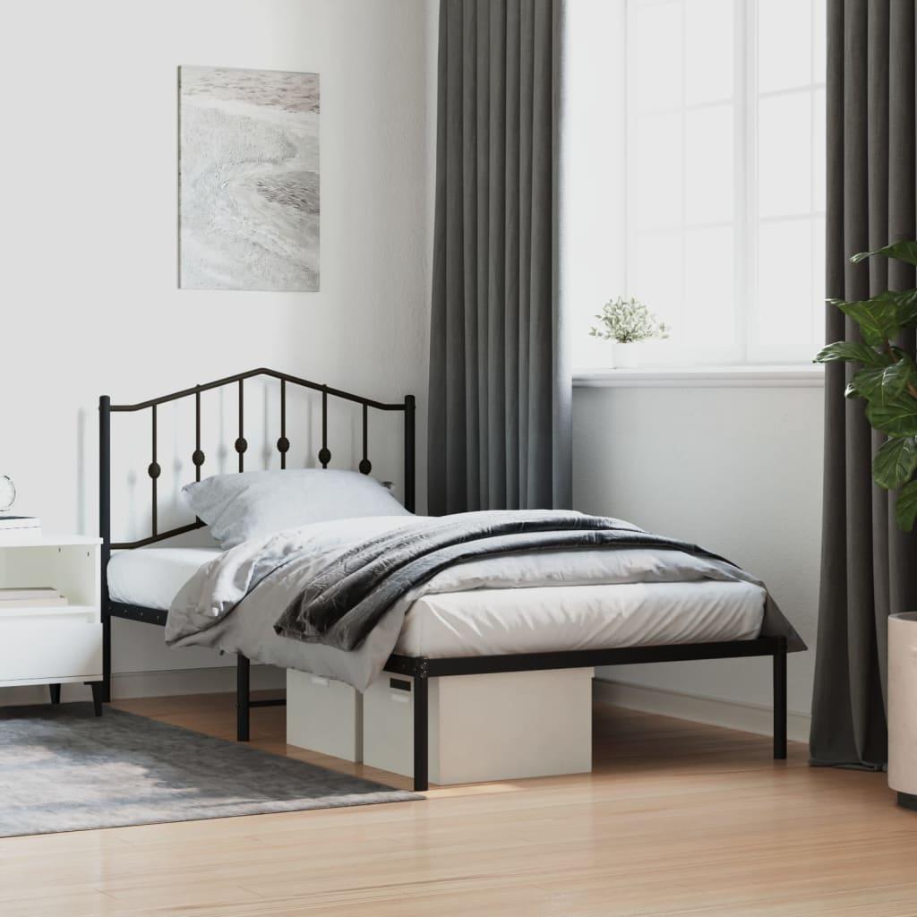Sengeramme med sengegavl 100x190 cm metal sort