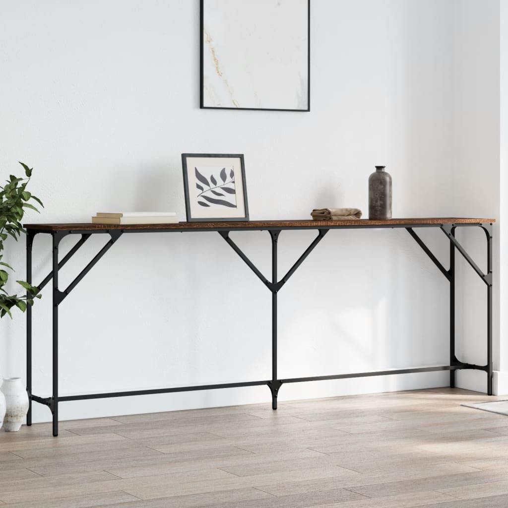 Konsolbord 200x29x75 cm konstrueret træ brun egetræsfarve