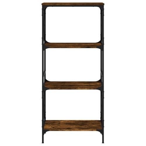 Bogreol 4 hylder 59x35x132 cm konstrueret træ røget eg
