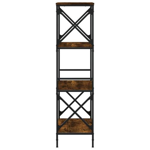 Bogreol 4 hylder 59x35x132 cm konstrueret træ røget eg