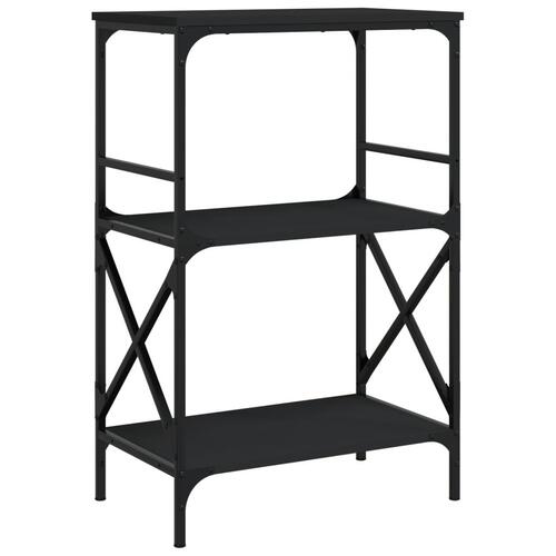 Bogreol med 3 hylder 59x35x90,5 cm konstrueret træ sort