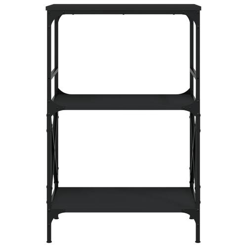 Bogreol med 3 hylder 59x35x90,5 cm konstrueret træ sort