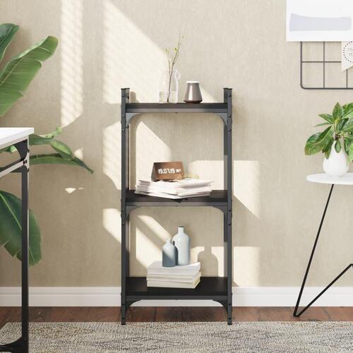 Bogreol med 3 hylder 40x30x86 cm konstrueret træ sort