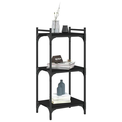 Bogreol med 3 hylder 40x30x86 cm konstrueret træ sort