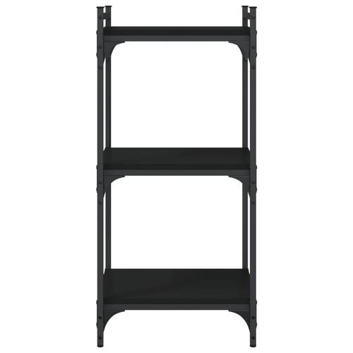Bogreol med 3 hylder 40x30x86 cm konstrueret træ sort