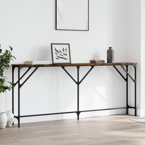 Konsolbord 180x23x75 cm konstrueret træ røget egetræsfarve