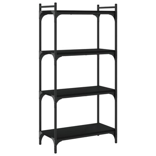 Bogreol med 4 hylder 60x30x120 cm konstrueret træ sort