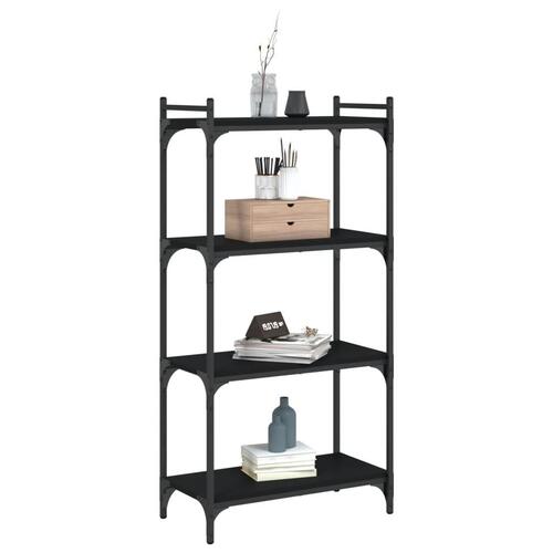 Bogreol med 4 hylder 60x30x120 cm konstrueret træ sort