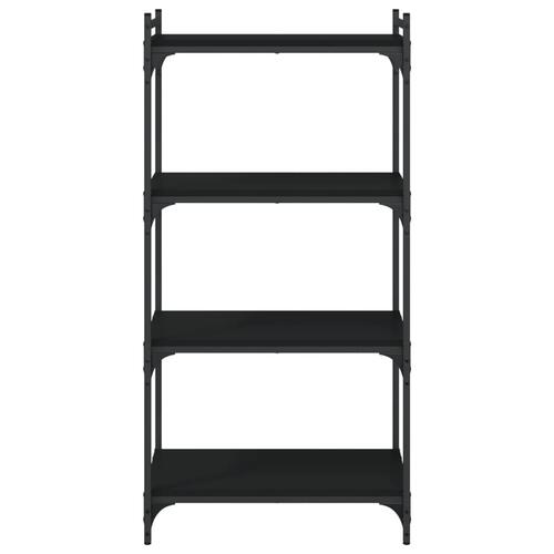 Bogreol med 4 hylder 60x30x120 cm konstrueret træ sort