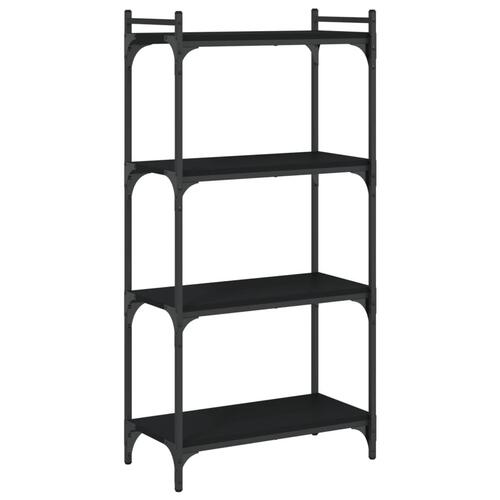 Bogreol med 4 hylder 60x30x120 cm konstrueret træ sort