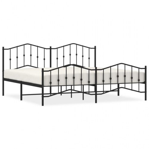 Sengeramme i metal med gavl og fodgærde 193×203 cm - sort