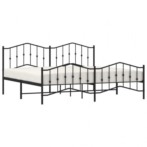 Sengeramme i metal med gavl og fodgærde 193×203 cm - sort