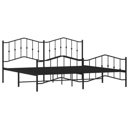 Sengeramme i metal med gavl og fodgærde 193×203 cm - sort