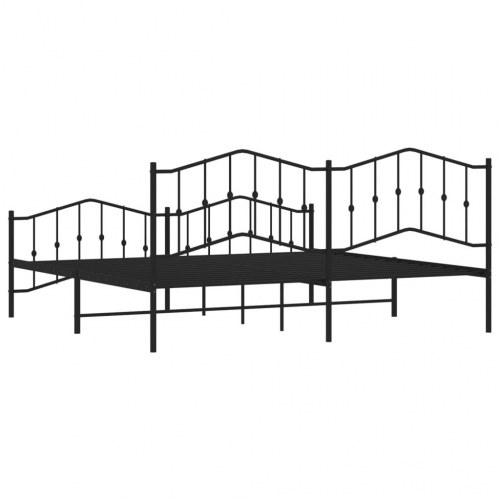 Sengeramme i metal med gavl og fodgærde 193×203 cm - sort