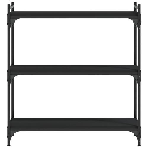 Bogreol med 3 hylder 80x30x86 cm konstrueret træ sort