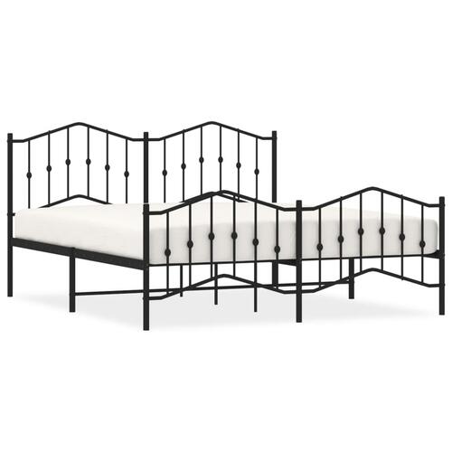 Sengeramme med sengegavl og fodgærde 180x200 cm metal sort