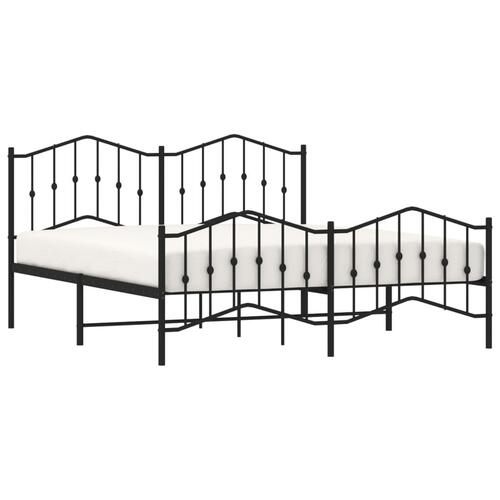 Sengeramme med sengegavl og fodgærde 180x200 cm metal sort