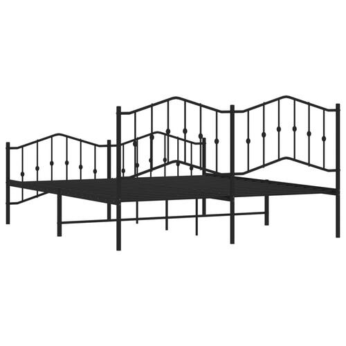 Sengeramme med sengegavl og fodgærde 180x200 cm metal sort