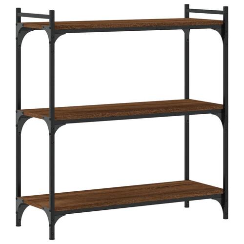Bogreol 3 hylder 80x30x86 cm konstrueret træ brun
