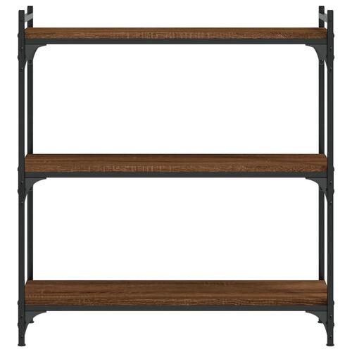 Bogreol 3 hylder 80x30x86 cm konstrueret træ brun