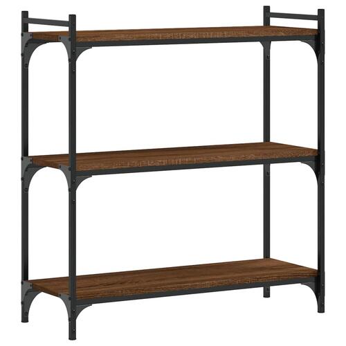 Bogreol 3 hylder 80x30x86 cm konstrueret træ brun