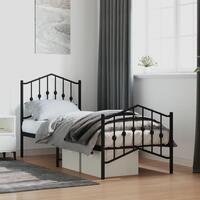 Sengeramme med sengegavl og fodgærde 75x190 cm metal sort
