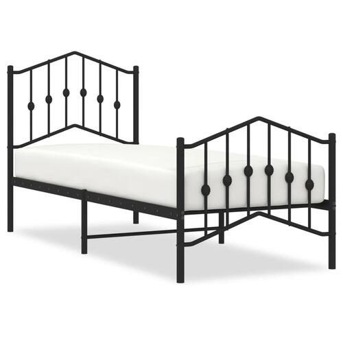 Sengeramme med sengegavl og fodgærde 75x190 cm metal sort