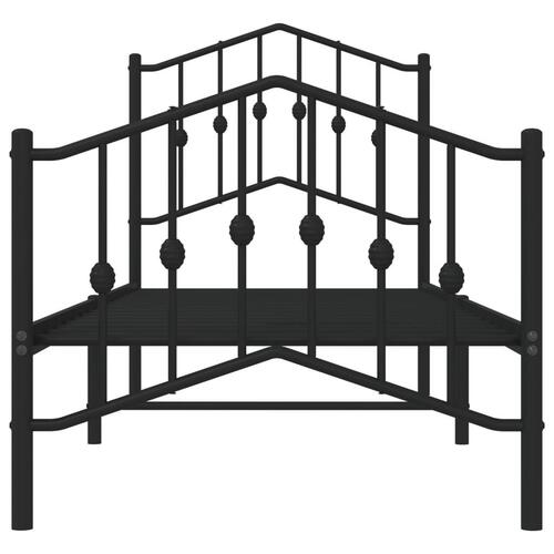 Sengeramme med sengegavl og fodgærde 75x190 cm metal sort
