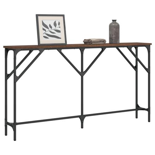 Konsolbord 140x23x75 cm konstrueret træ brun egetræ