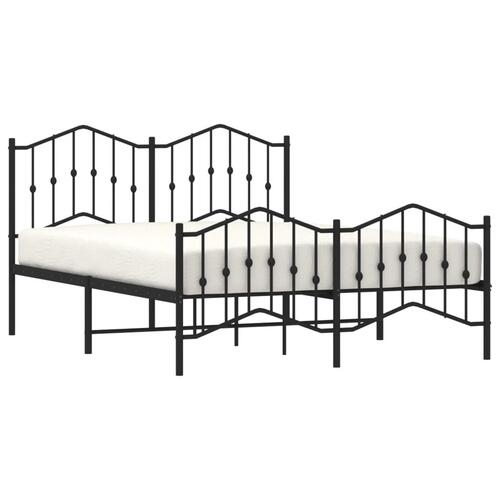 Sengeramme med sengegavl og fodgærde 140x190 cm metal sort