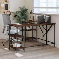 Skrivebord 139x139x75 cm konstrueret træ brun egetræsfarve