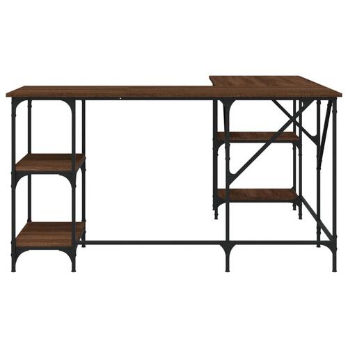 Skrivebord 139x139x75 cm konstrueret træ brun egetræsfarve