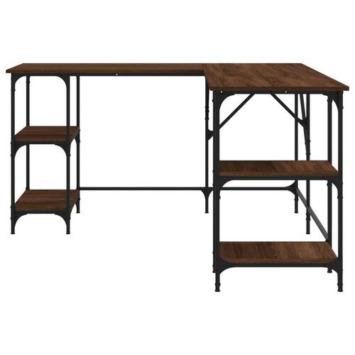 Skrivebord 139x139x75 cm konstrueret træ brun egetræsfarve