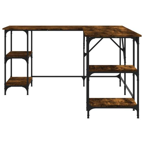 Skrivebord 139x139x75 cm konstrueret træ røget egetræsfarve