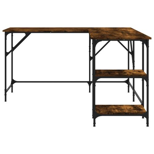 Skrivebord 139x139x75 cm konstrueret træ røget egetræsfarve
