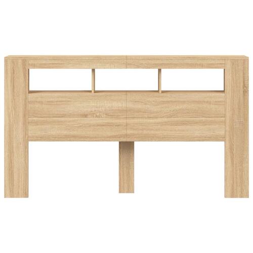 Sengegavl 180x18,5x103,5 cm LED-lys konstrueret træ sonoma-eg