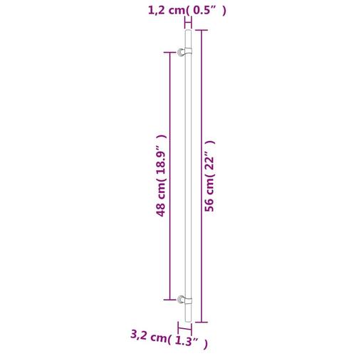 Skabshåndtag 10 stk. 480 mm rustfrit stål sølvfarvet