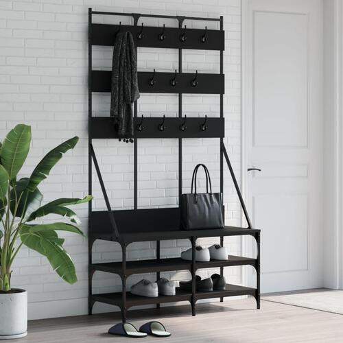 Tøjstativ med skoopbevaring 100x40x184 cm sort