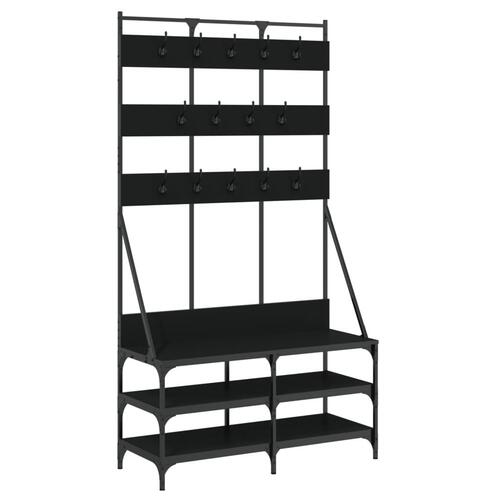 Tøjstativ med skoopbevaring 100x40x184 cm sort