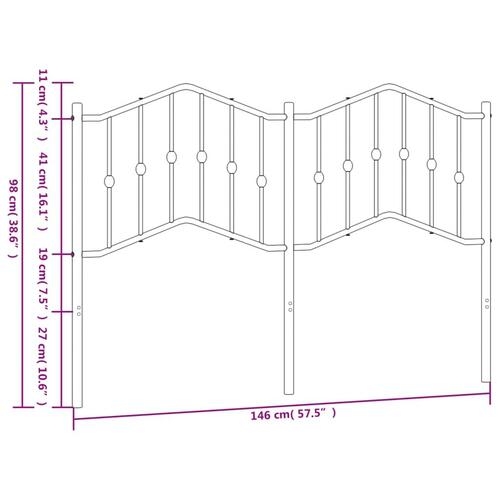 Sengegavl 140 cm metal sort