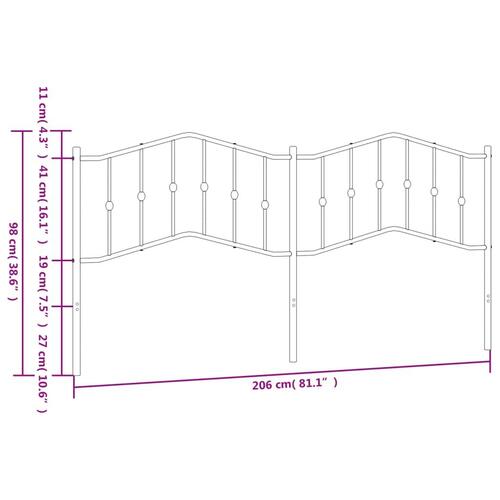 Sengegavl 200 cm metal hvid