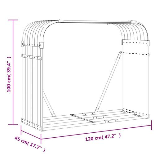 Brændestativ 120x45x100 cm galvaniseret stål brun