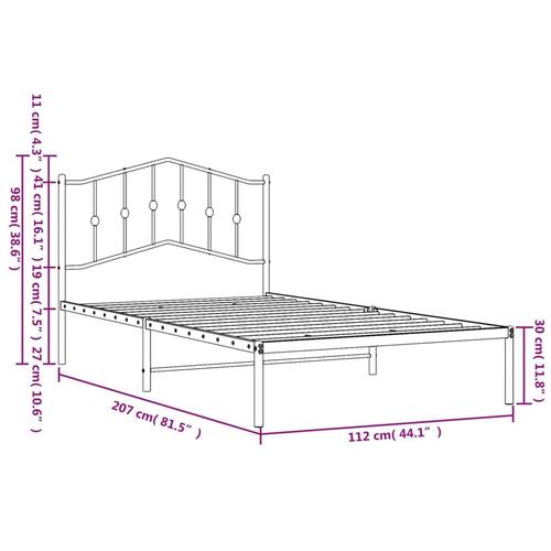 Sengeramme med sengegavl 107x203 cm metal sort