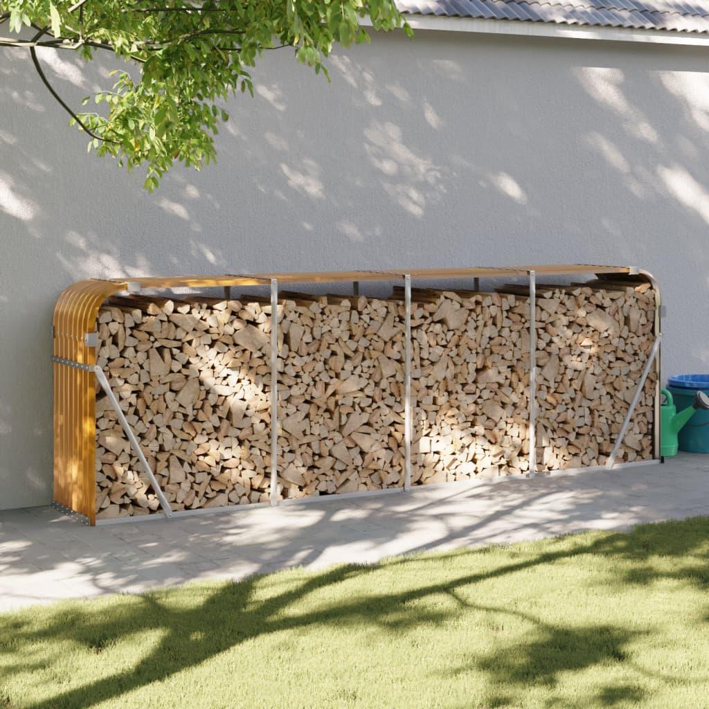 Brændestativ 300x45x100 cm galvaniseret stål lysebrun billede