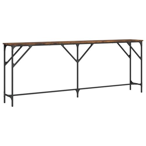 Konsolbord 200x29x75 cm konstrueret træ røget egetræsfarve