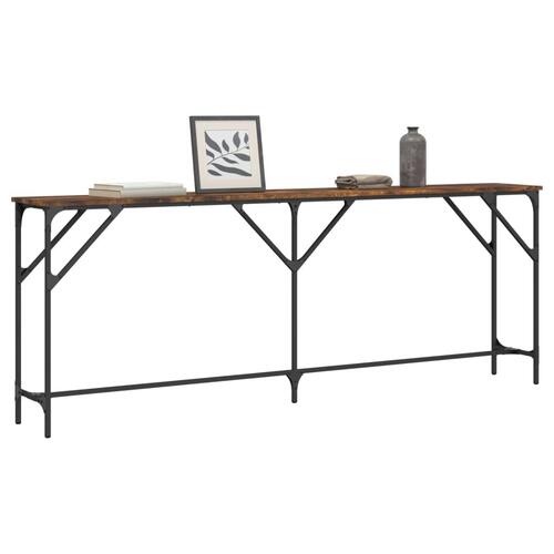 Konsolbord 200x29x75 cm konstrueret træ røget egetræsfarve