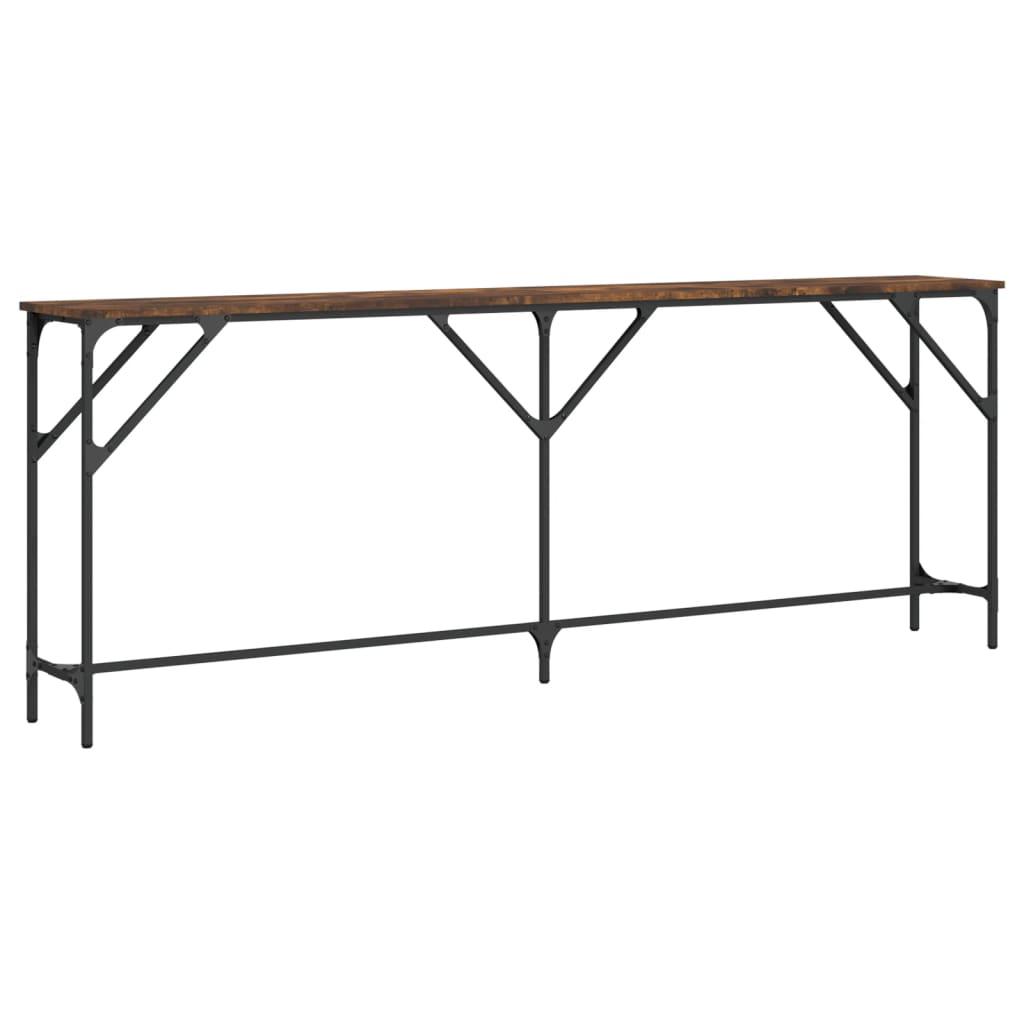 Konsolbord 200x29x75 cm konstrueret træ røget egetræsfarve