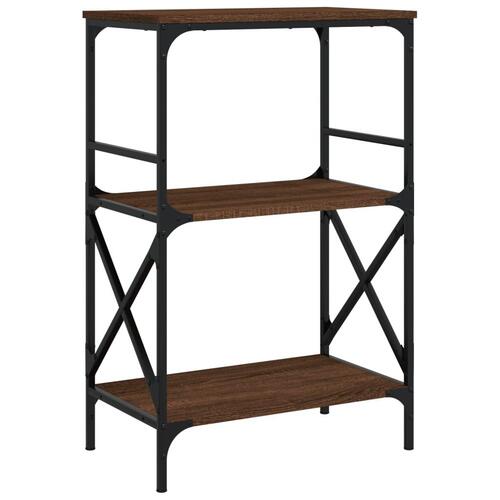 Bogreol med 3 hylder 59x35x90,5 cm konstrueret træ brun eg