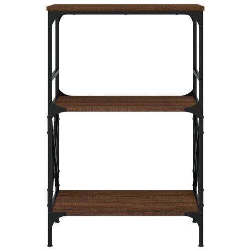 Bogreol med 3 hylder 59x35x90,5 cm konstrueret træ brun eg