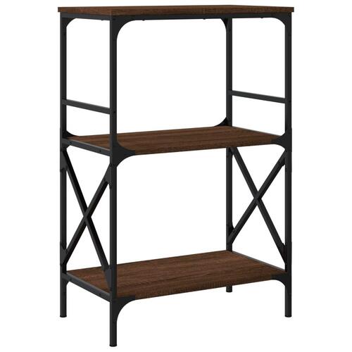 Bogreol med 3 hylder 59x35x90,5 cm konstrueret træ brun eg